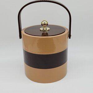 Morgan Designs Bucket Brigade Ice Bucket Brown Tan Stripe Acrylic and Plastic VT